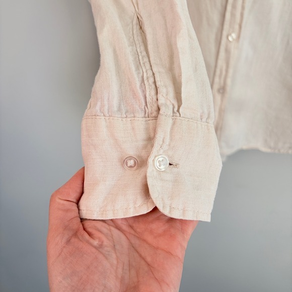 H&M 100% Linen Button Down Normcore Minimalistic Neutral Beige Women's Medium - Picture 3 of 11